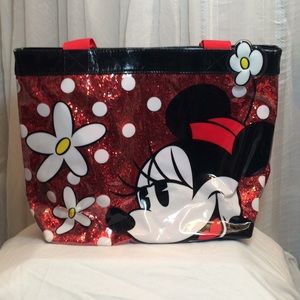 Disney Minnie Mouse Tote Black Red Shoulder Bag